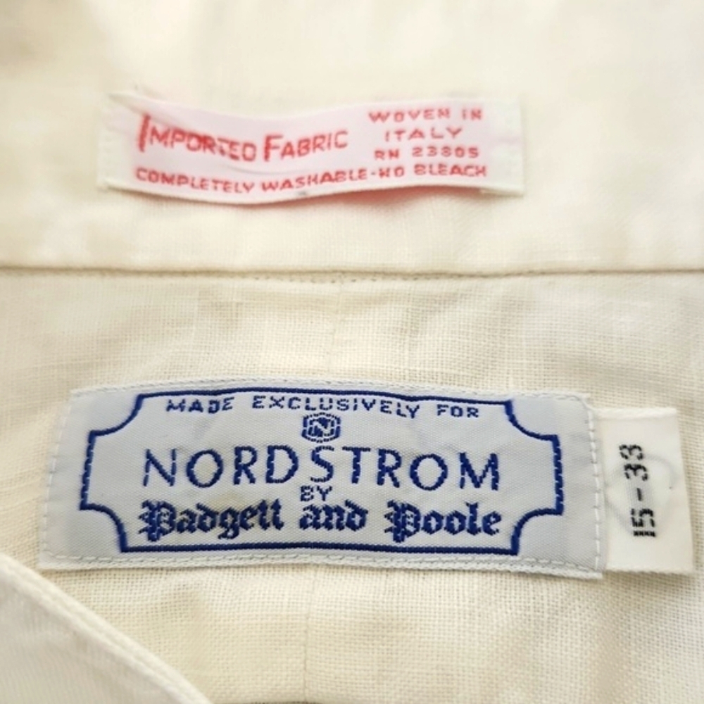 1970s Vintage Linen Men's Nordstrom Button Down 15/33 - Picture 8 of 9